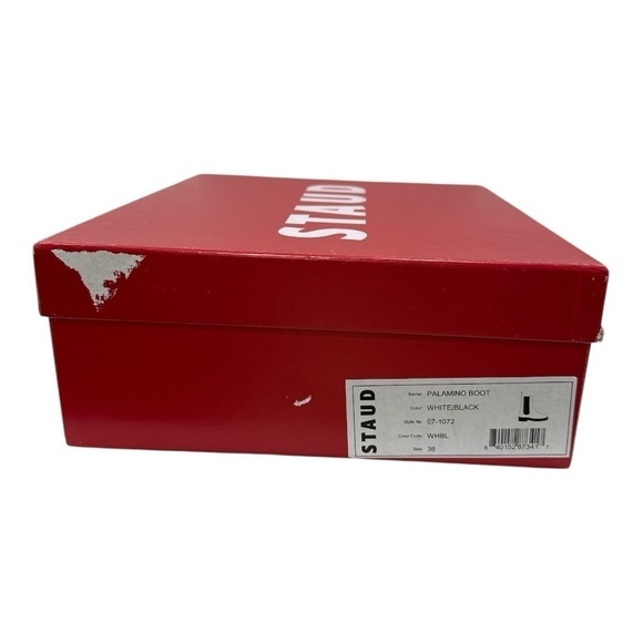 STAUD Palamino White Leather Black Gore Ankle Chelsea Boots size 36 US 6 NWB - Picture 12 of 12